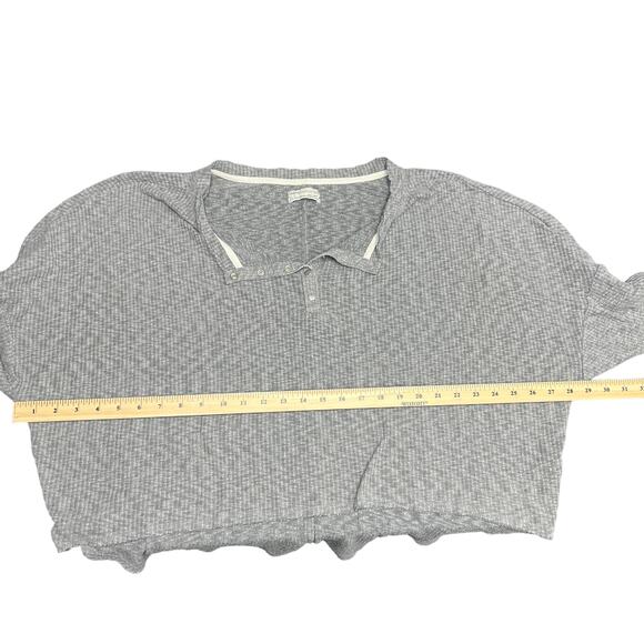 Urban Outfitters Gray Henley Women's Pullover Size Large Oversized Waffle Knit - Picture 8 of 10